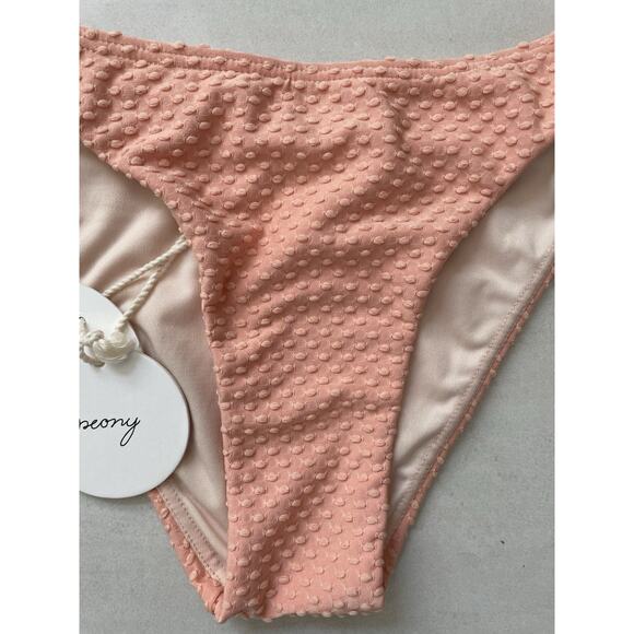 Peony Swim Bikini Bottom Staple Pant Textured Apricot Swimwear - Picture 2 of 8